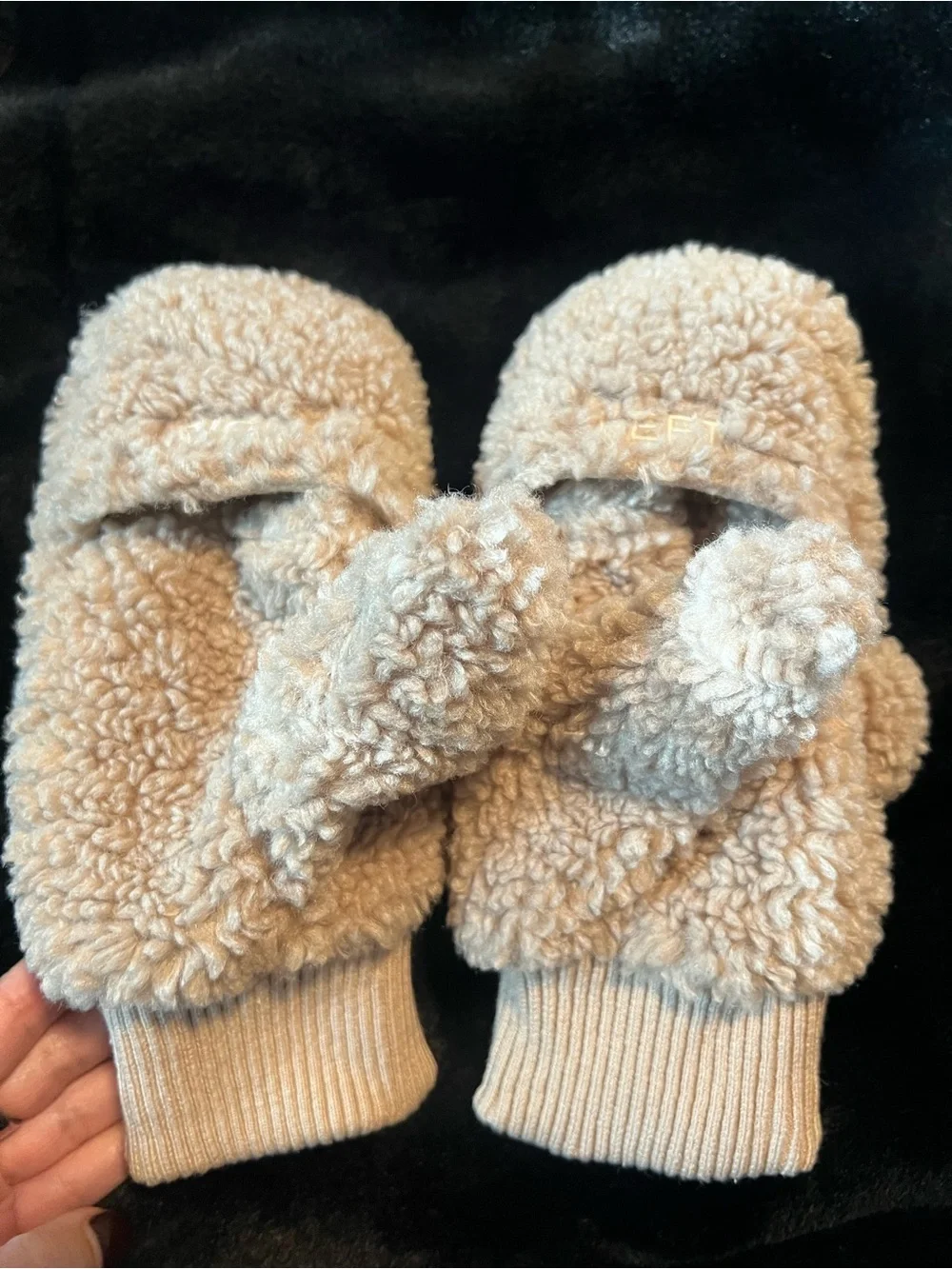 Tokyo Disneyland park limited Beige Sherpa Mickey Ear Mittens